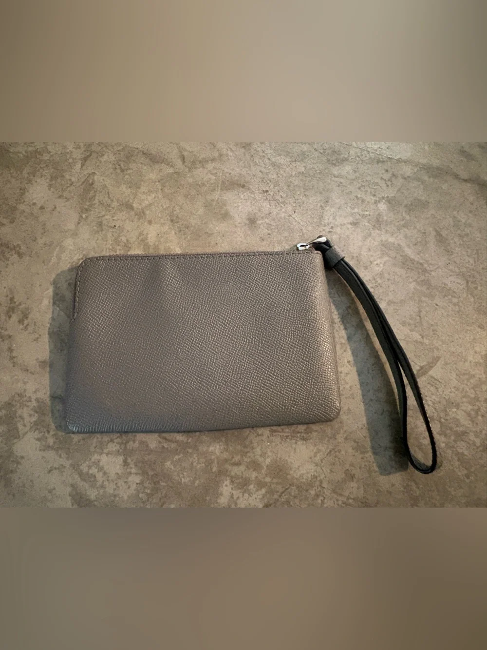 Coach Corner Zip wristlet in a metallic crossgrain leather